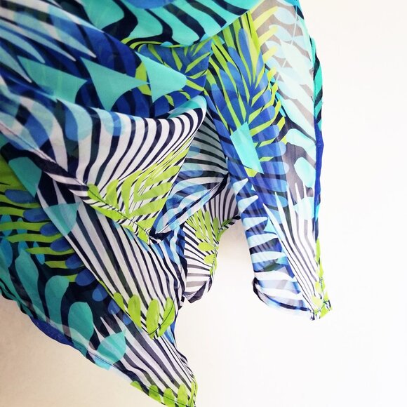 Tommy Bahama V-Neck Sheer Chiffon Tassel Tie Swim Beach Coverup Tunic Blue M - Picture 12 of 16